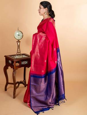 Majenta designer kanjivaram silk saree with silk mark certified 2