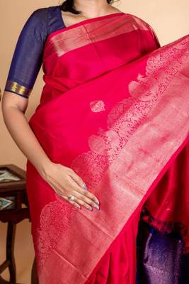 Majenta designer kanjivaram silk saree with silk mark certified 3
