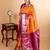 Orange and purple silk saree