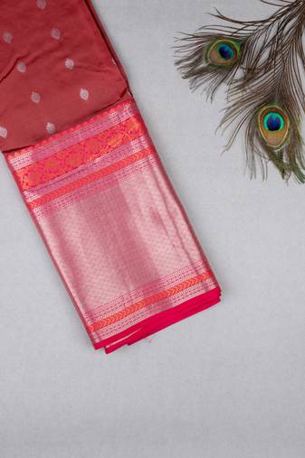 Brown pink pure touch silk saree