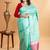 Pastel green borderless silk saree