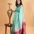 Pastel green borderless silk saree
