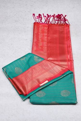 Aqua green brocade silk saree