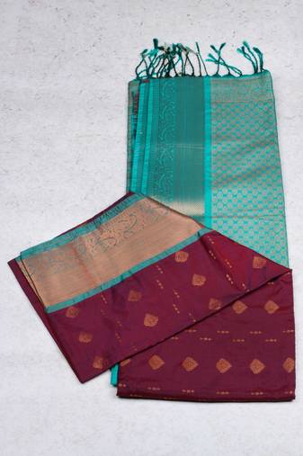Maroon semi soft silk saree