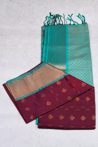 Maroon semi soft silk saree