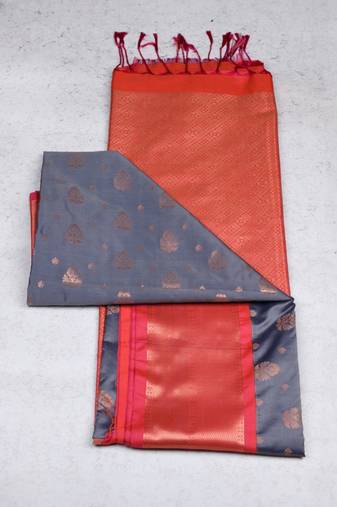 Grey semi soft silk saree