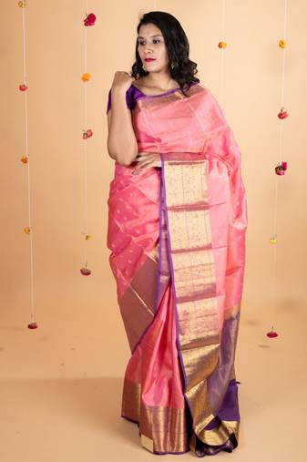 Pink and purple combination silk saree