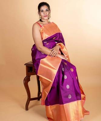 Purple colour pattu saree with silk mark certified 1