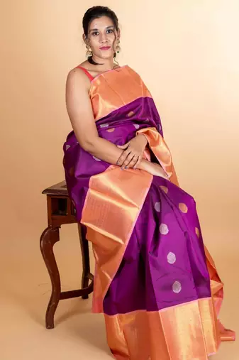 Purple colour pattu saree with silk mark certified