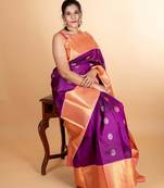Purple colour pattu saree with silk mark certified