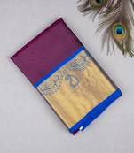Grape purple and blue pure touch silk saree
