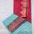 Pastel blue temple border semi soft silk saree
