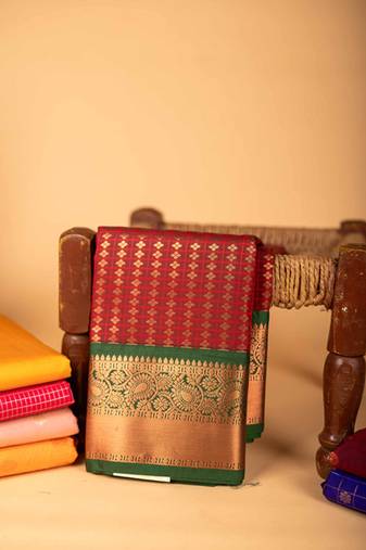 Maroon semi silk saree