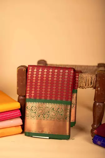 Maroon semi silk saree