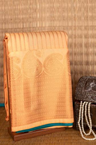 Dual tone orange and green semi silk saree