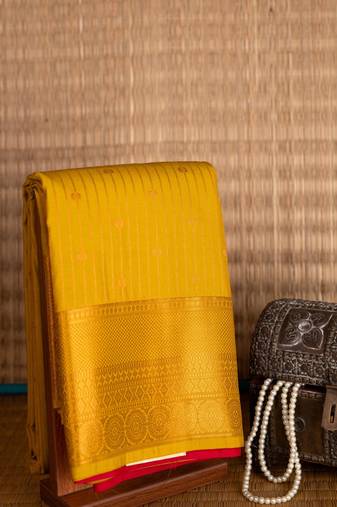Yellow designer semi silk saree