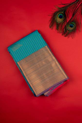 Blue traditional semi silk saree