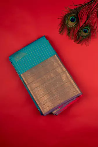 Blue traditional semi silk saree
