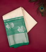 Offwhite and green semi silk saree