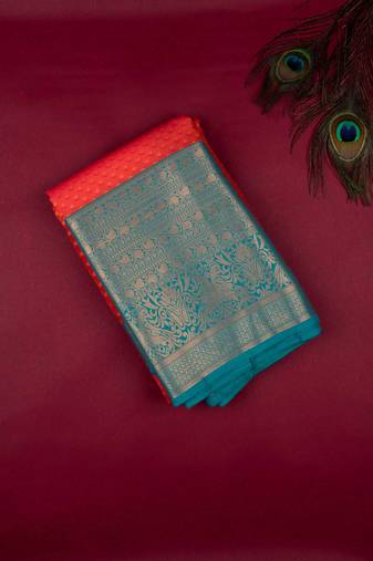 Orange dual tone semi silk saree