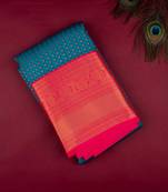 Peacock green ayiram buttam semi silk saree