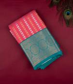 Pink and green semi silk saree