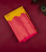 Mustard pink designer semi silk saree