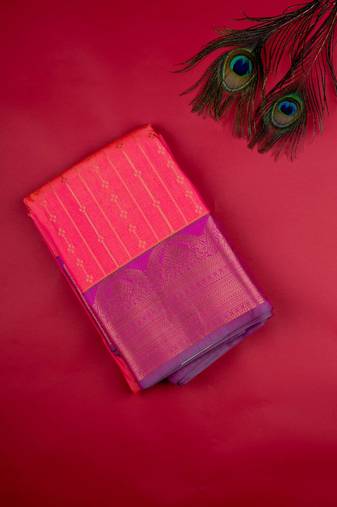 Pink and teal green semi silk saree