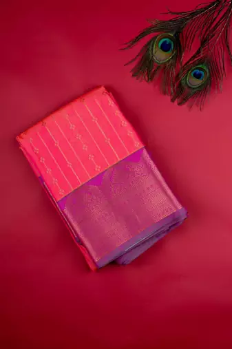 Pink and teal green semi silk saree