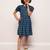 Printed frock in rayon fabric with elasticated sleeves