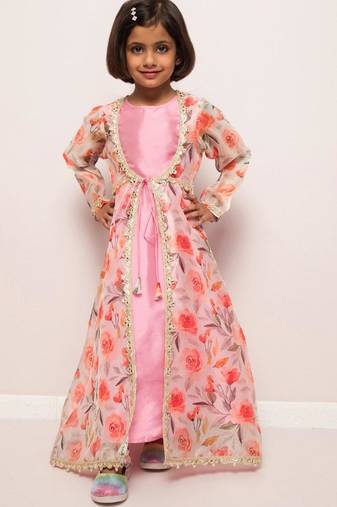 Organza shrug with inner dress- 2 pcs set