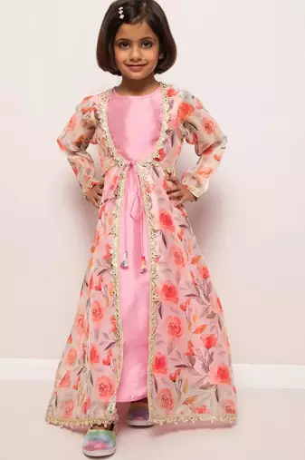 Organza shrug with inner dress- 2 pcs set