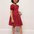 Printed frock in rayon fabric with elasticated sleeves