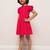 Printed frock in rayon fabric with elasticated sleeves