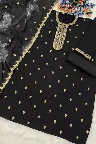Black blue silk semi stitched wedding suits