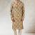 Men's brown  kurta with print on art silk fabric and with lining