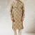 men's brown  kurta churidar with print on art silk fabric and with lining