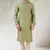men's green  kurta churidar with print on art silk fabric and with lining