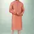men's peach  kurta churidar with print on art silk fabric and with lining
