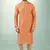 men's orange print on art silk fabric kurta churidar with with lining