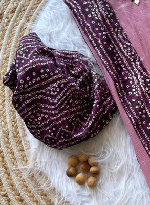 Light Plum Mirror And Thread Embroidered Crunchy Chiffon Saree 4