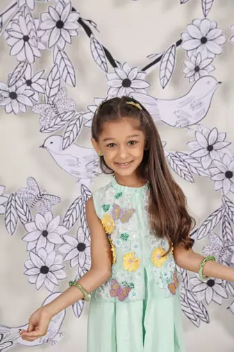 Mint meadow girls jumpsuit 3d floral jacket & garden print