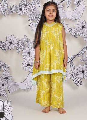 Safari fun girls coord set mustard kurta with gota detailing 1