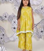 Safari fun girls coord set mustard kurta with gota detailing