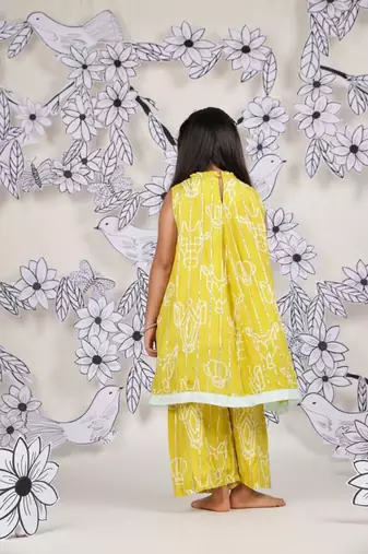 Safari fun girls coord set mustard kurta with gota detailing