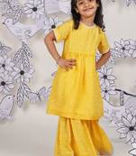 Sunshine sparkle girls sharara set yellow printed festive wear