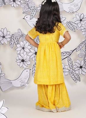 Sunshine sparkle girls sharara set yellow printed festive wear 2