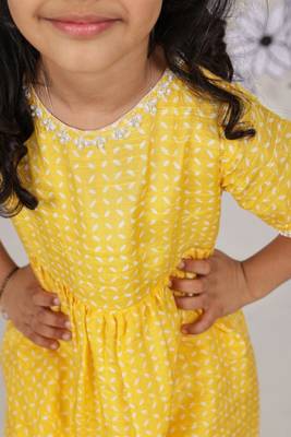 Sunshine sparkle girls sharara set yellow printed festive wear 3
