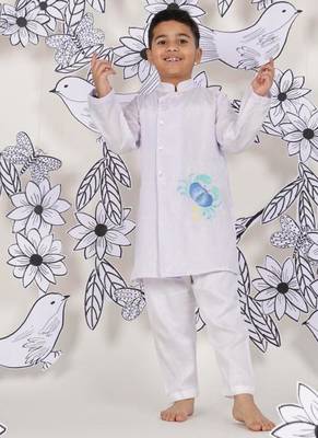 Crab crawl boys kurta set playful lilac with crab embroidery 1