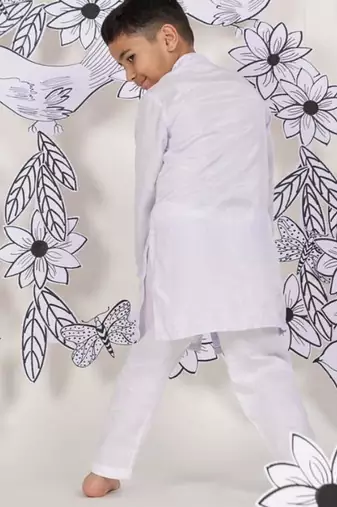 Crab crawl boys kurta set playful lilac with crab embroidery